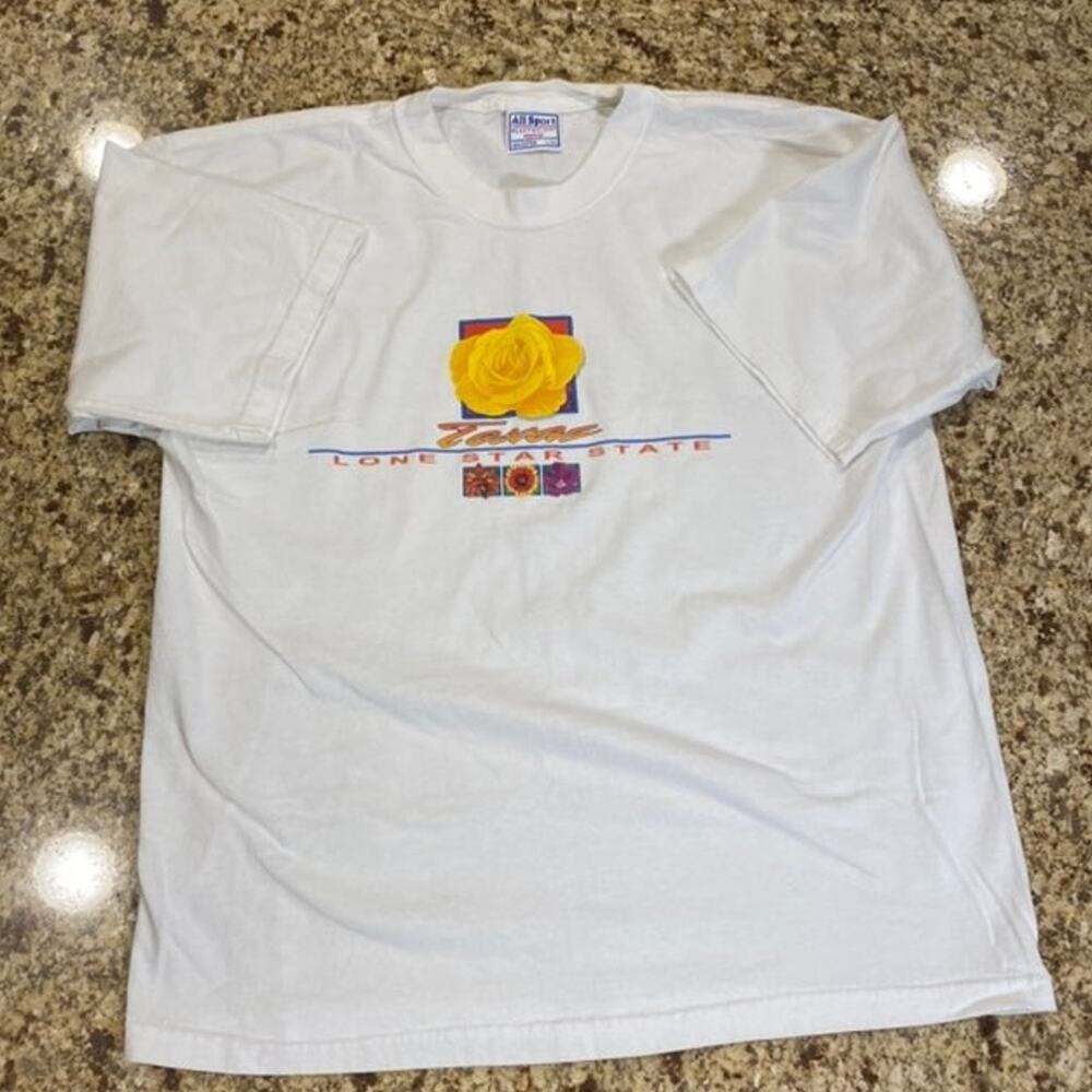 Vintage All Sport Heavyweight Texas Shirt Large L Single Stitch Lone Star State